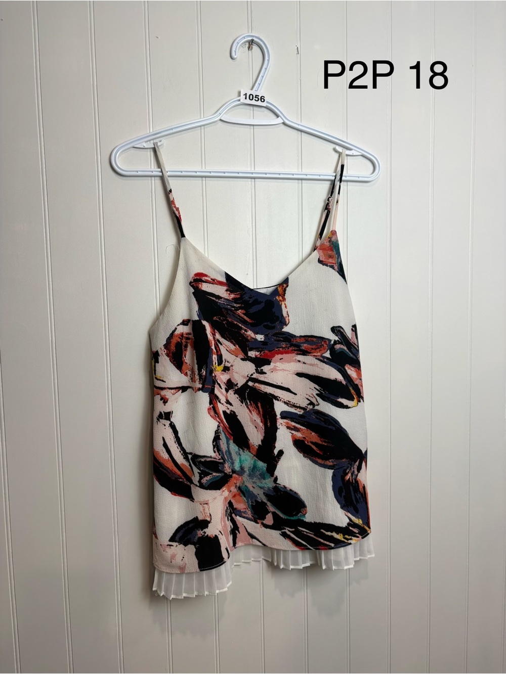 Fourteenth Place Floral Pleated Hem Cami Tank Blouse Small Dressy